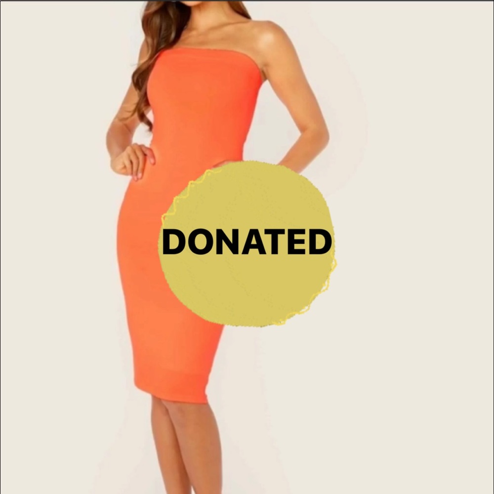 NWOT Bright orange tube dress